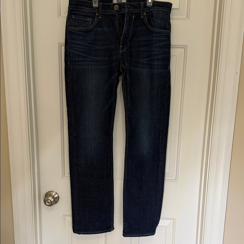 PAIGE Women’s Deep Indigo Straight Jeans
